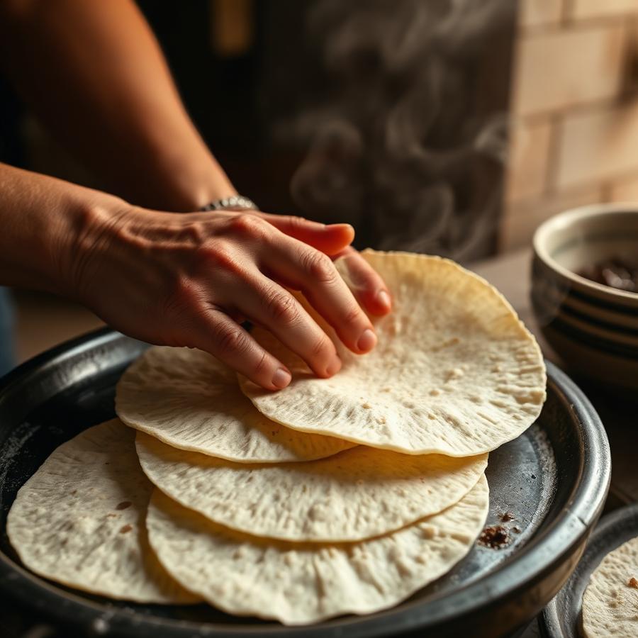 Tortillas de maíz hechas a mano en el comal