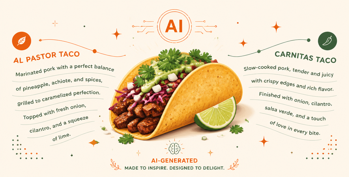 AI Menu Description Generator - Taco with AI-generated text